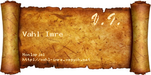 Vahl Imre névjegykártya